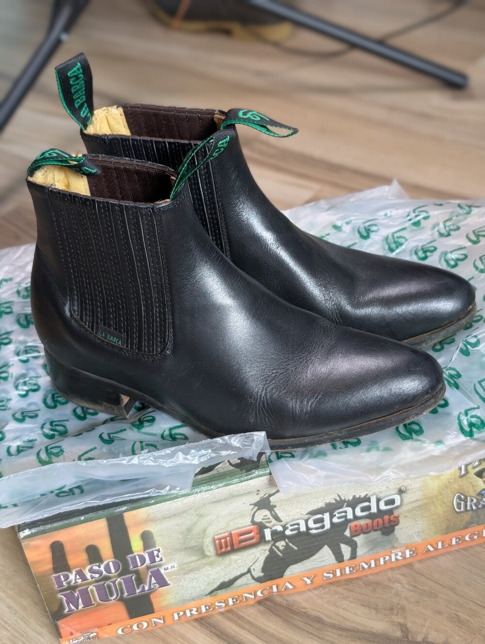 BOTIN LA BARCA BLACK LEATHER BOOT SIZE 25.5/6.5 WOMENS US MEXICO
